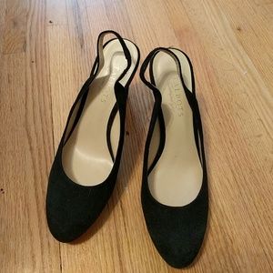 Talbots black suede slingbacks